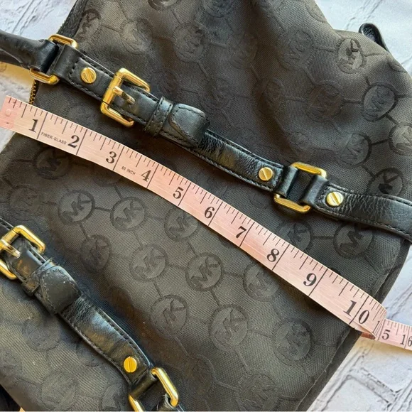 Michael Kors BEDFORD Small Satchel MK Monogram Jacquard Black Y2k Tote Logo - Picture 8 of 16